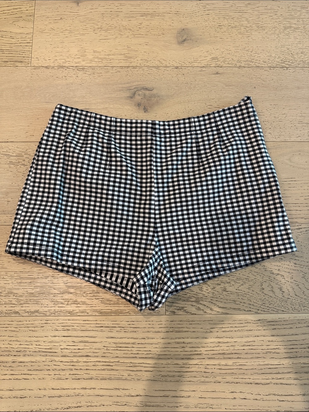 Maeve Gingham High-Rise Women's Shorts - Black & White size 14
